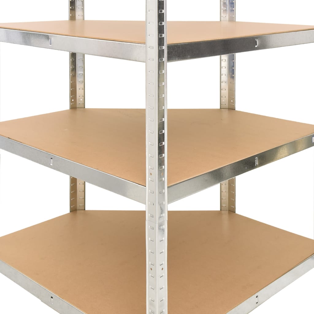 5-Layer Shelves 4 pcs Silver Steel&Engineered Wood