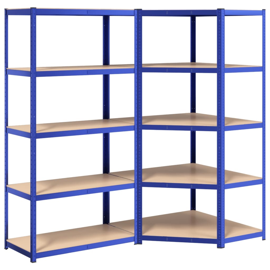 5-Layer Shelves 2 pcs Blue Steel&Engineered Wood