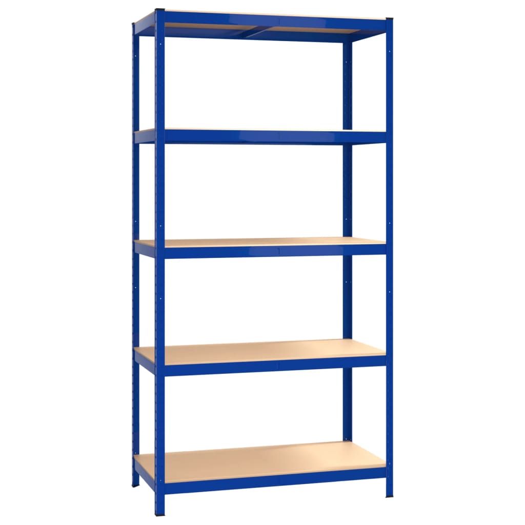 5-Layer Shelves 2 pcs Blue Steel&Engineered Wood