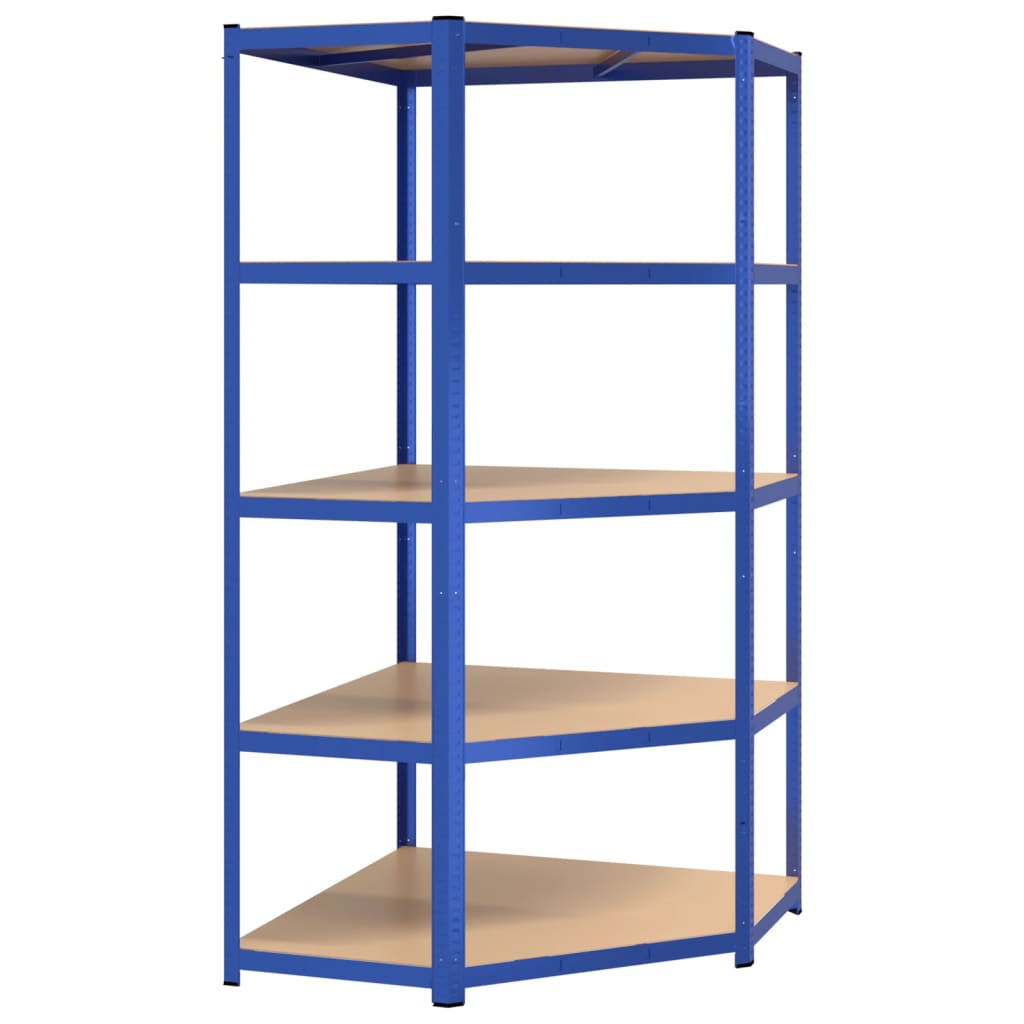 5-Layer Shelves 3 pcs Blue Steel&Engineered Wood