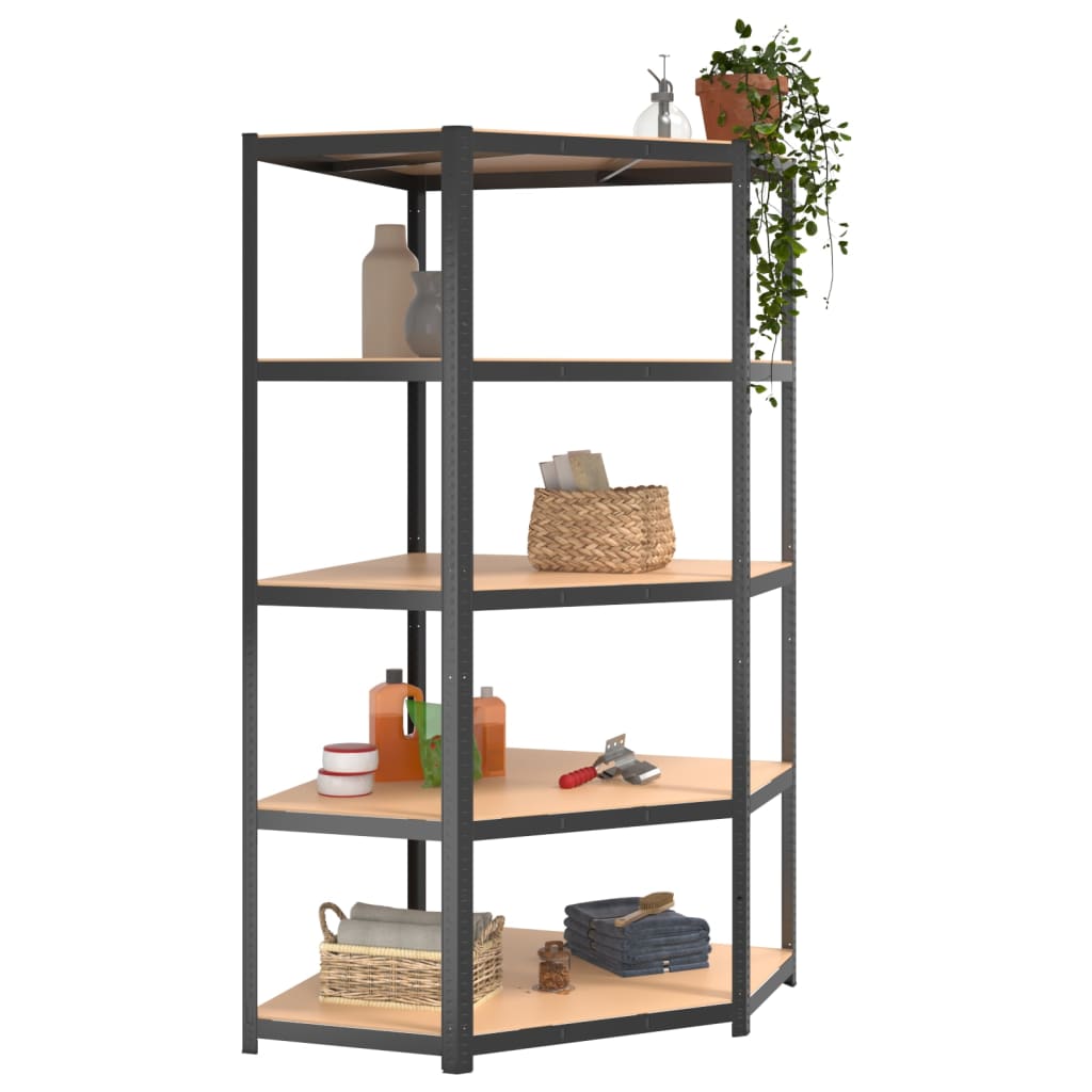 5-Layer Shelves 2 pcs Anthracite Steel&Engineered Wood