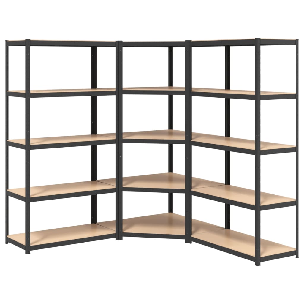 5-Layer Shelves 3 pcs Anthracite Steel&Engineered Wood