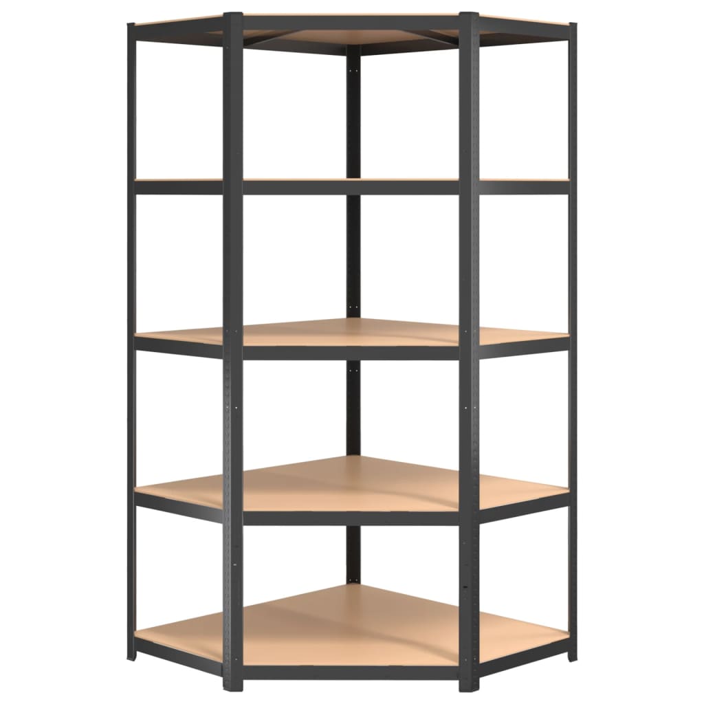 5-Layer Shelves 3 pcs Anthracite Steel&Engineered Wood