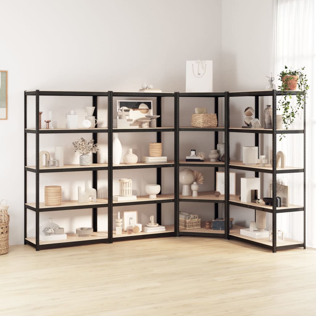 5-Layer Shelves 4 pcs Anthracite Steel&Engineered Wood