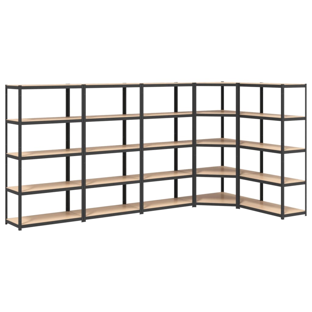 5-Layer Shelves 5 pcs Anthracite Steel&Engineered Wood