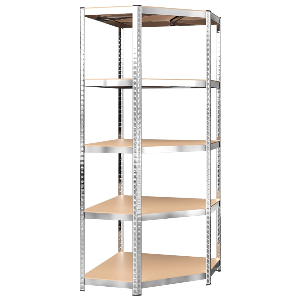 5-Layer Shelves 5 pcs Silver Steel&Engineered Wood