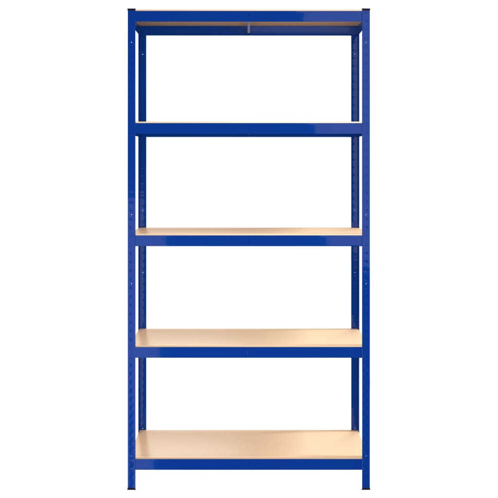 5-Layer Shelves 2 pcs Blue Steel&Engineered Wood