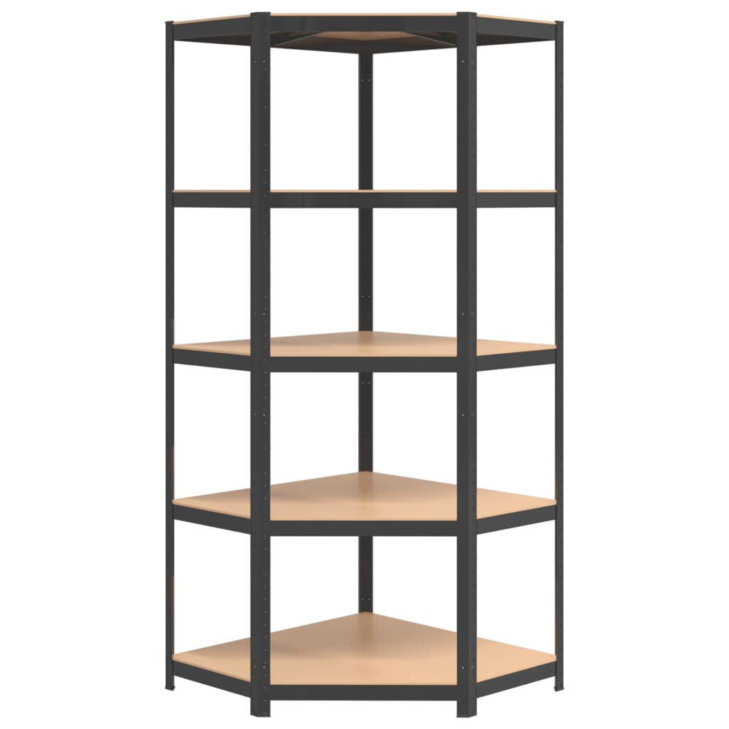 5-Layer Shelves 2 pcs Anthracite Steel&Engineered Wood