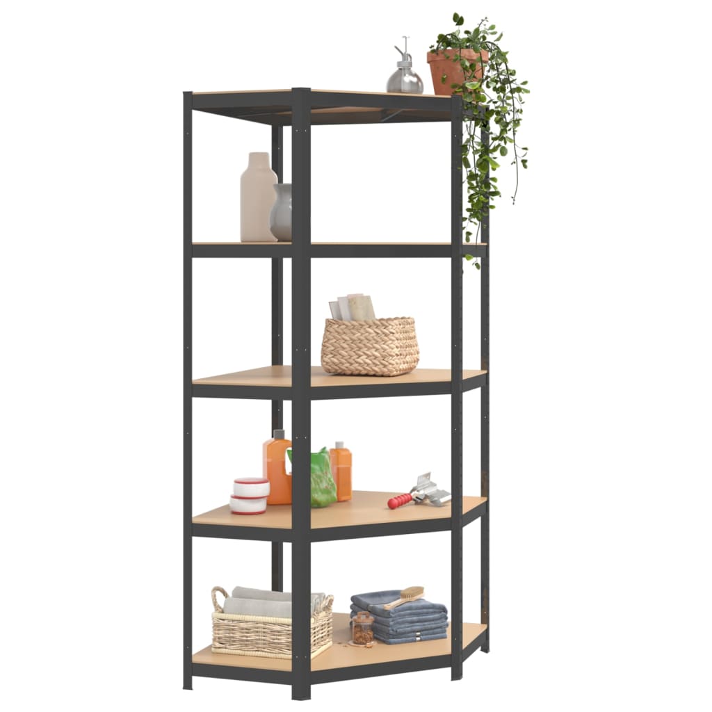 5-Layer Shelves 3 pcs Anthracite Steel&Engineered Wood