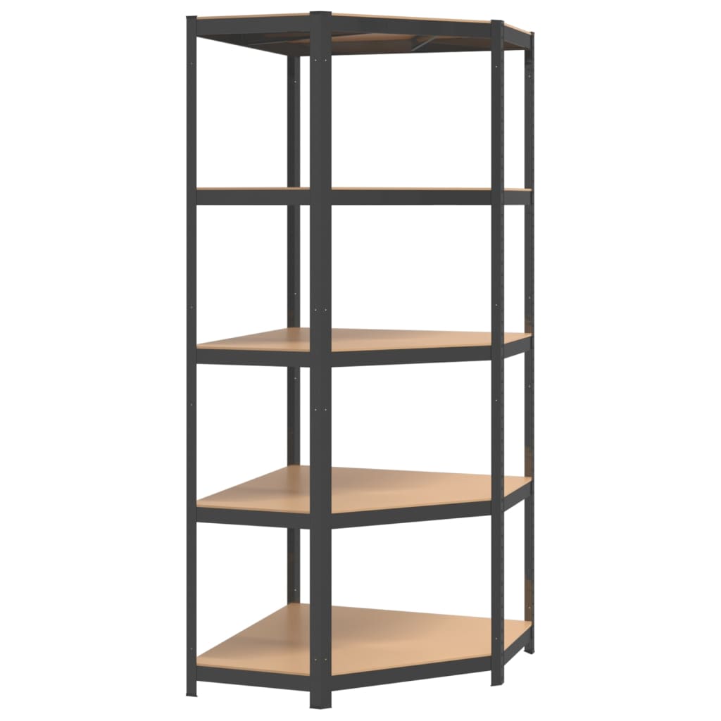 5-Layer Shelves 3 pcs Anthracite Steel&Engineered Wood