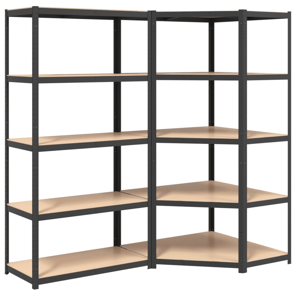 5-Layer Heavy-duty Shelves 2 pcs Grey Steel&Engineered Wood