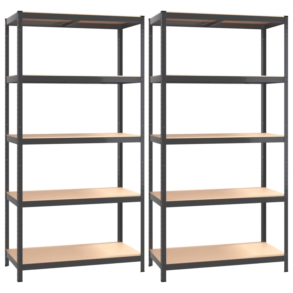 5-Layer Shelves 2 pcs Anthracite Steel&Engineered Wood