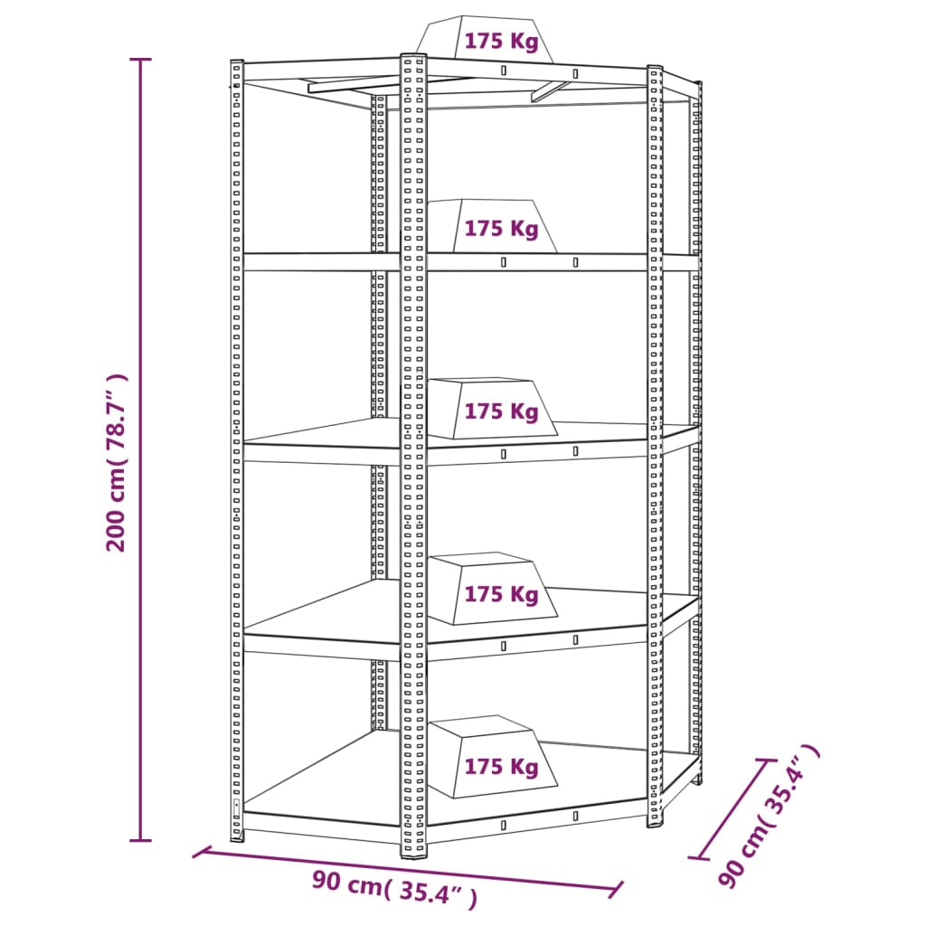 5-Layer Shelves 2 pcs Silver Steel&Engineered Wood