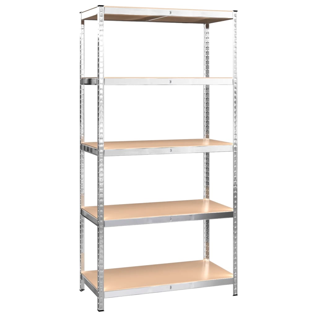 5-Layer Shelves 5 pcs Silver Steel&Engineered Wood