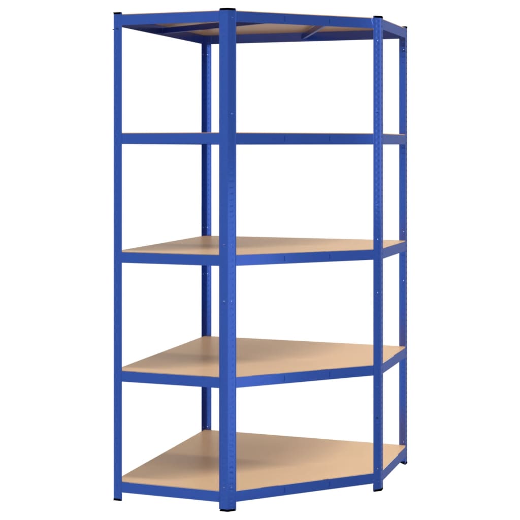 5-Layer Shelves 3 pcs Blue Steel&Engineered Wood