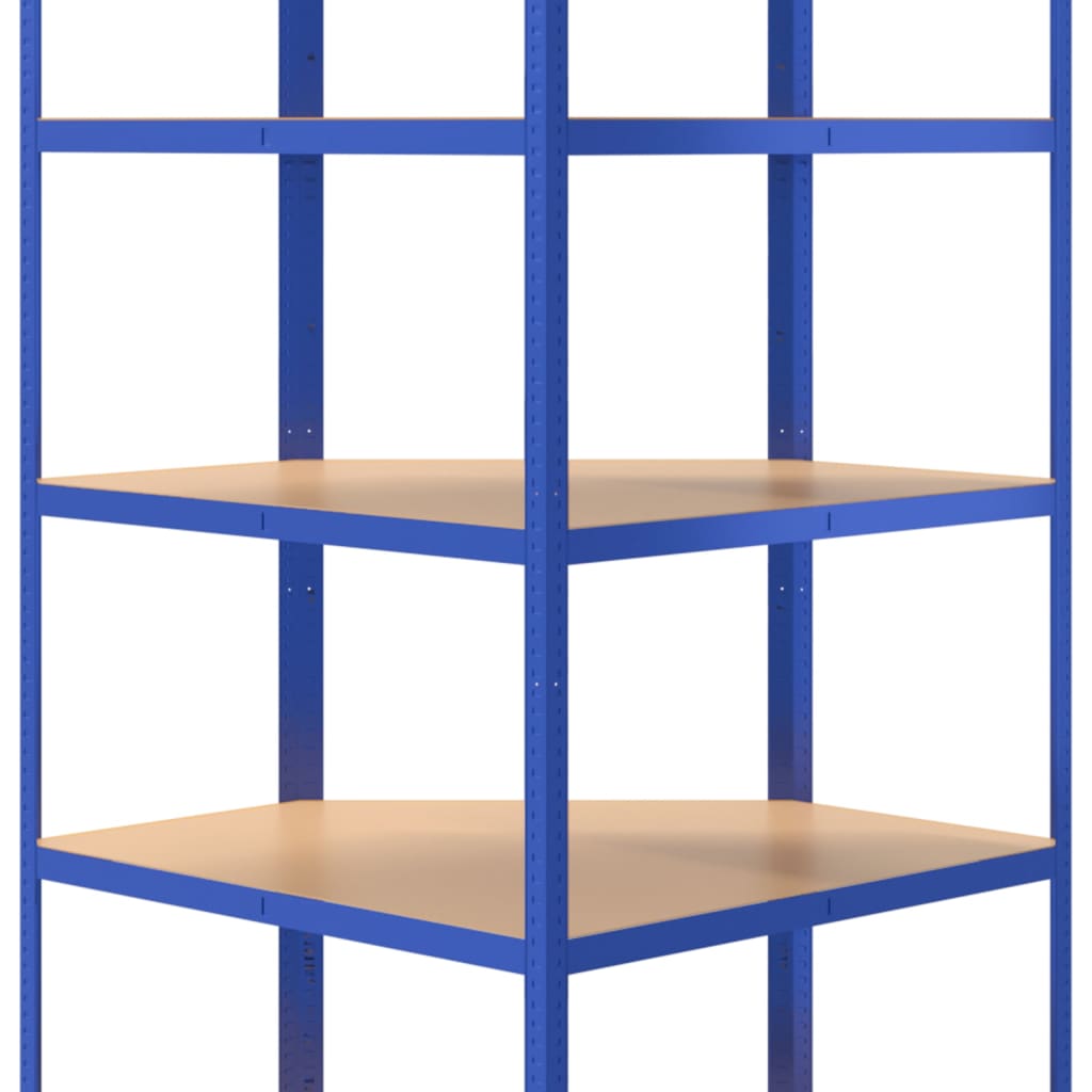 5-Layer Shelves 4 pcs Blue Steel&Engineered Wood