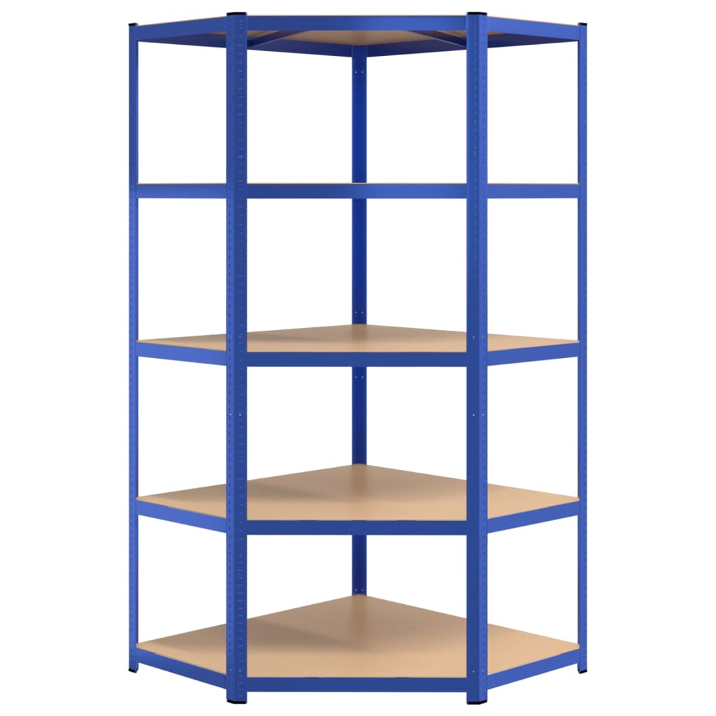 5-Layer Shelves 5 pcs Blue Steel&Engineered Wood