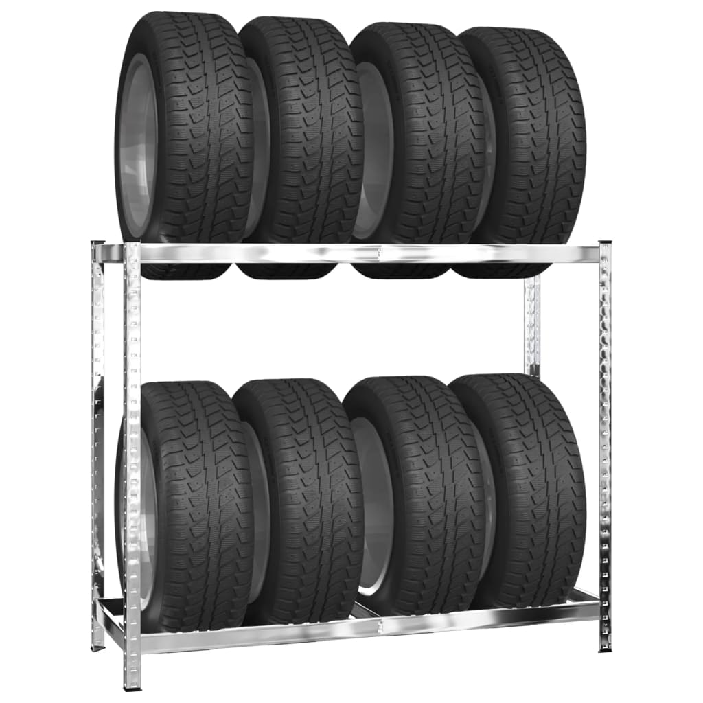 2-Layer Tire Rack 4 pcs Silver 110x40x110 cm Steel