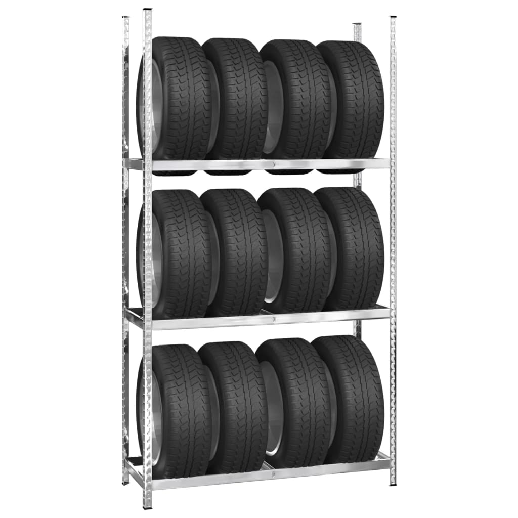 3-Layer Tire Racks 4 pcs Silver 110x40x200 cm Steel