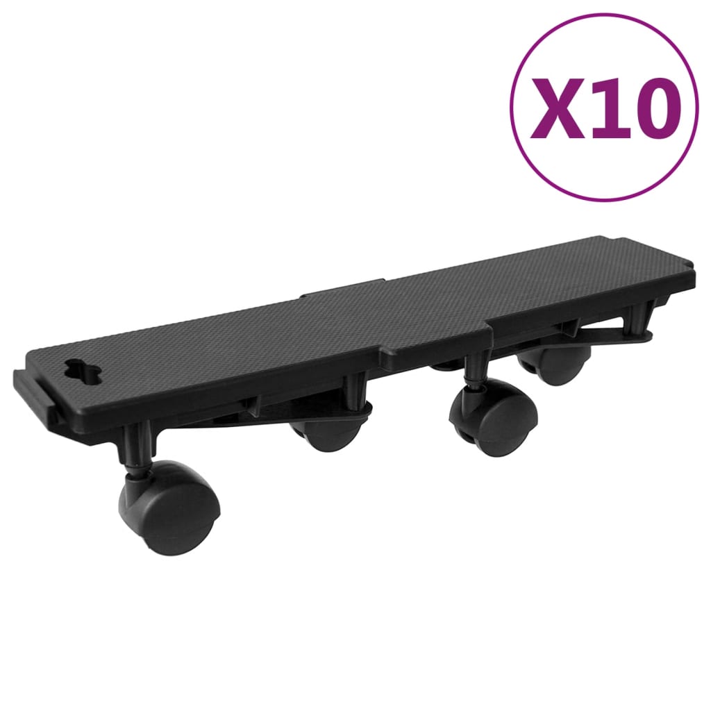 Moving Dollies with 4 Wheels 10 pcs Black Polypropylene 170 kg