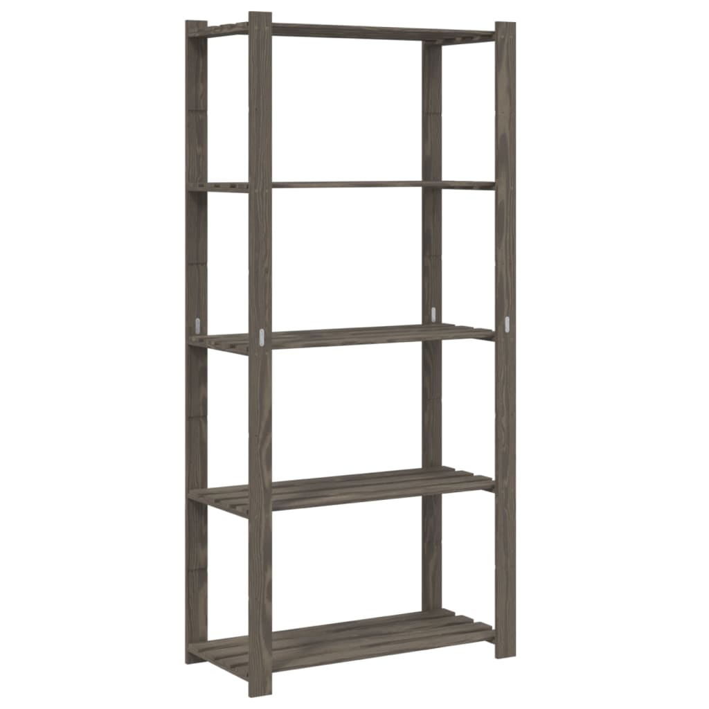 5-Tier Storage Rack Grey 80x38x170 cm Solid Wood Pine