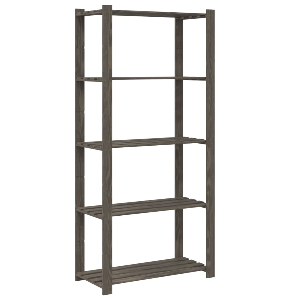 5-Tier Storage Rack Grey 80x38x170 cm Solid Wood Pine