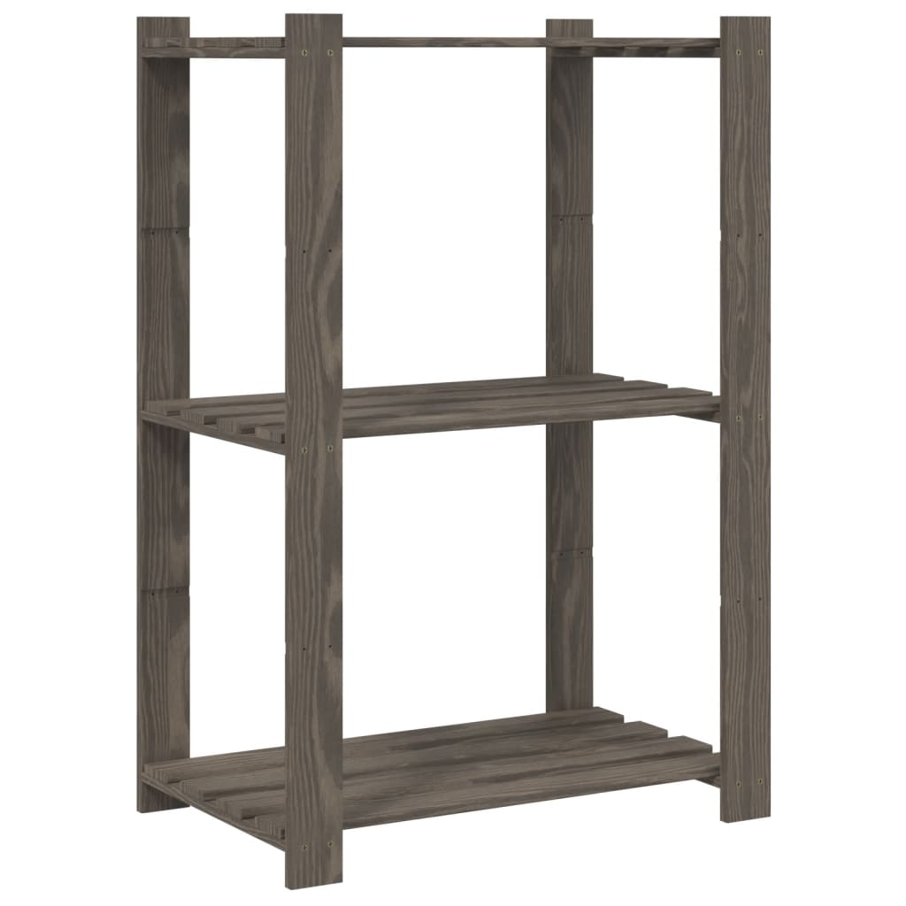 3-Tier Storage Rack Grey 60x38x90 cm Solid Wood Pine