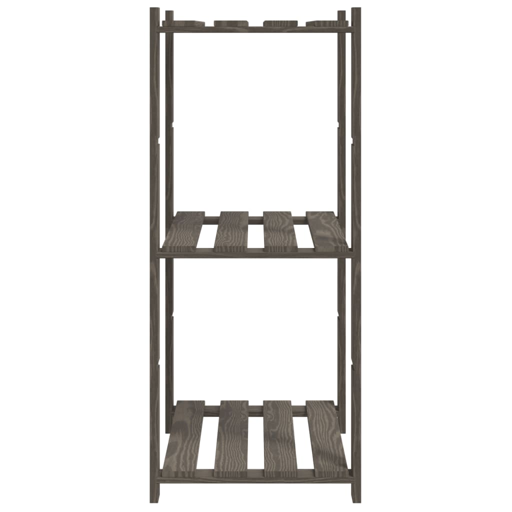 3-Tier Storage Rack Grey 60x38x90 cm Solid Wood Pine