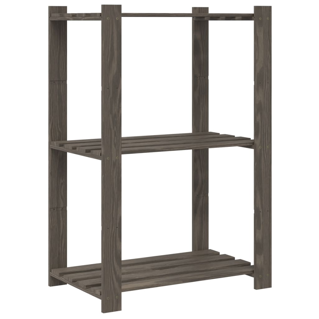 3-Tier Storage Rack Grey 60x38x90 cm Solid Wood Pine