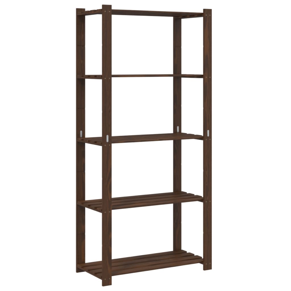 5-Tier Storage Rack Brown 80x38x170 cm Solid Wood Pine