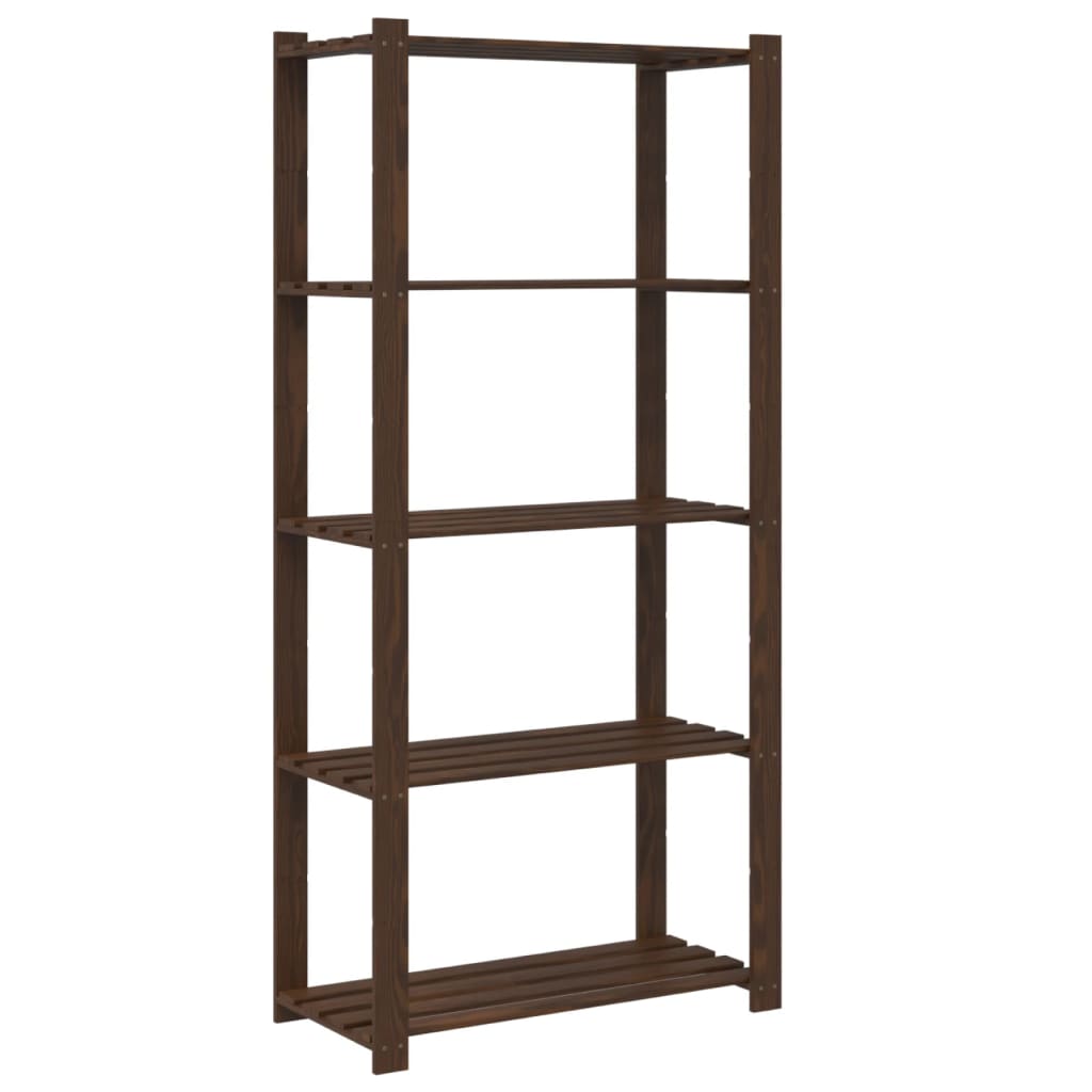 5-Tier Storage Rack Brown 80x38x170 cm Solid Wood Pine