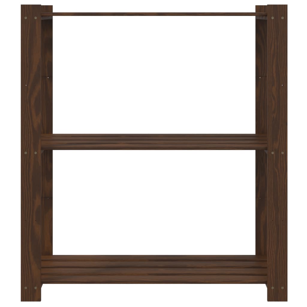 3-Tier Storage Rack Brown 80x38x90 cm Solid Wood Pine