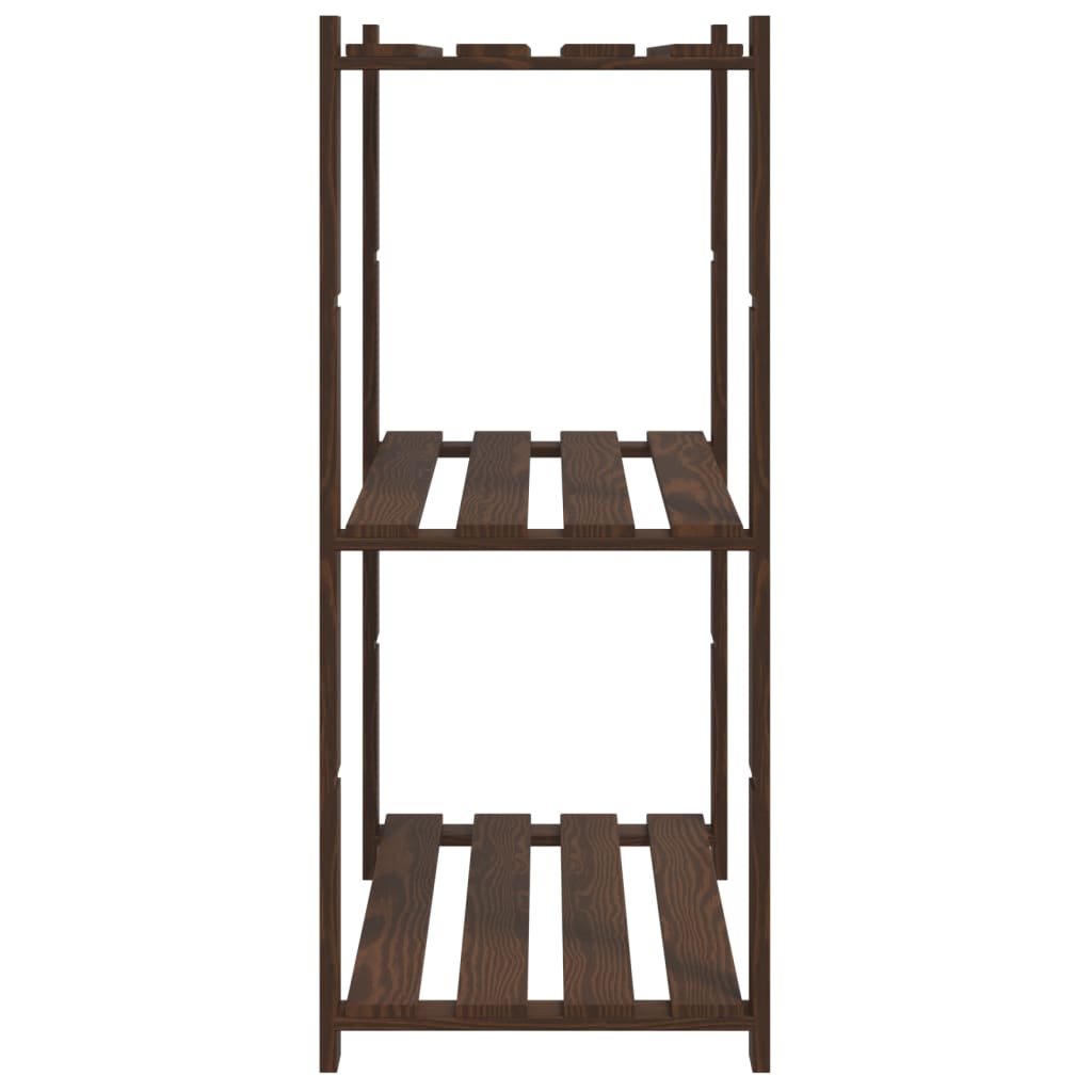 3-Tier Storage Rack Brown 80x38x90 cm Solid Wood Pine