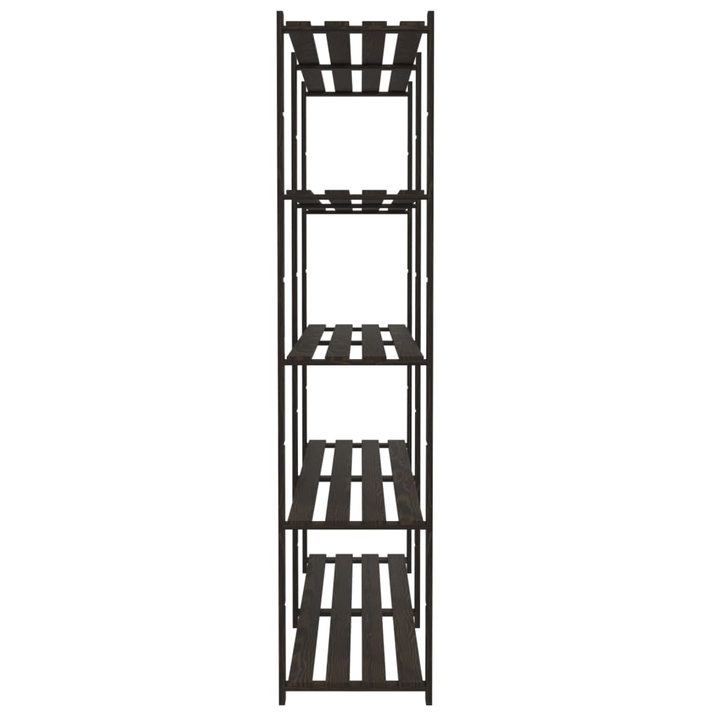 5-Tier Storage Rack Black 170x38x170 cm Solid Wood Pine