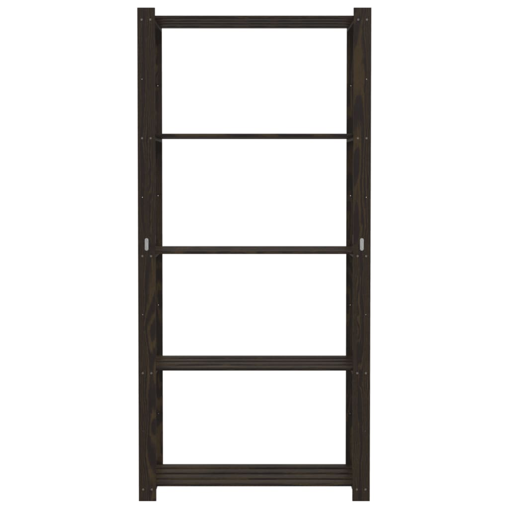 5-Tier Storage Rack Black 80x38x170 cm Solid Wood Pine