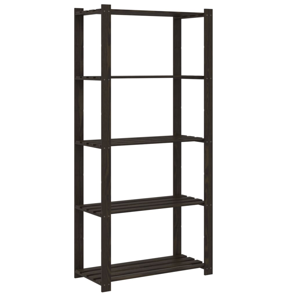 5-Tier Storage Rack Black 80x38x170 cm Solid Wood Pine