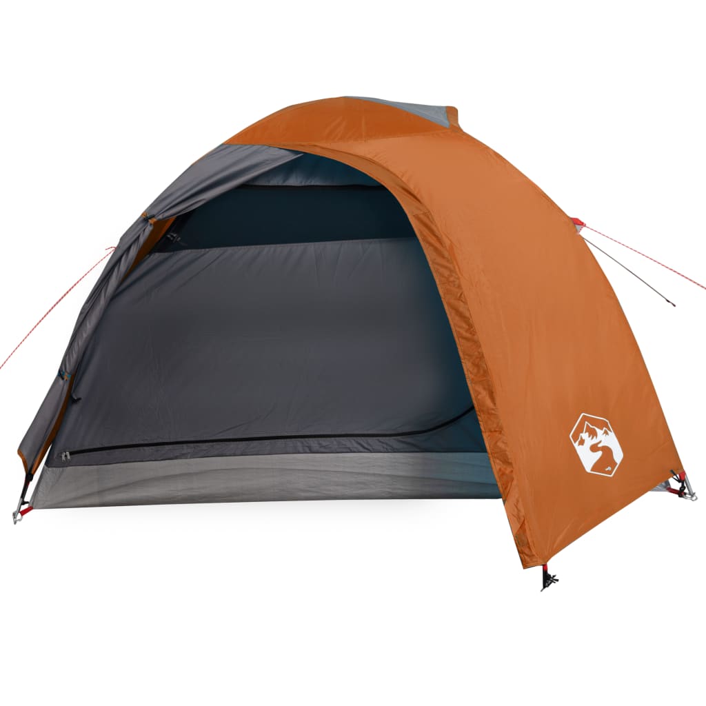 Camping Tent Dome 4-Person Grey and Orange Waterproof