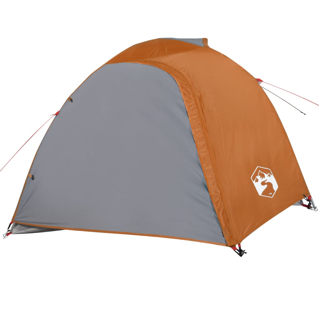 Camping Tent Dome 4-Person Grey and Orange Waterproof