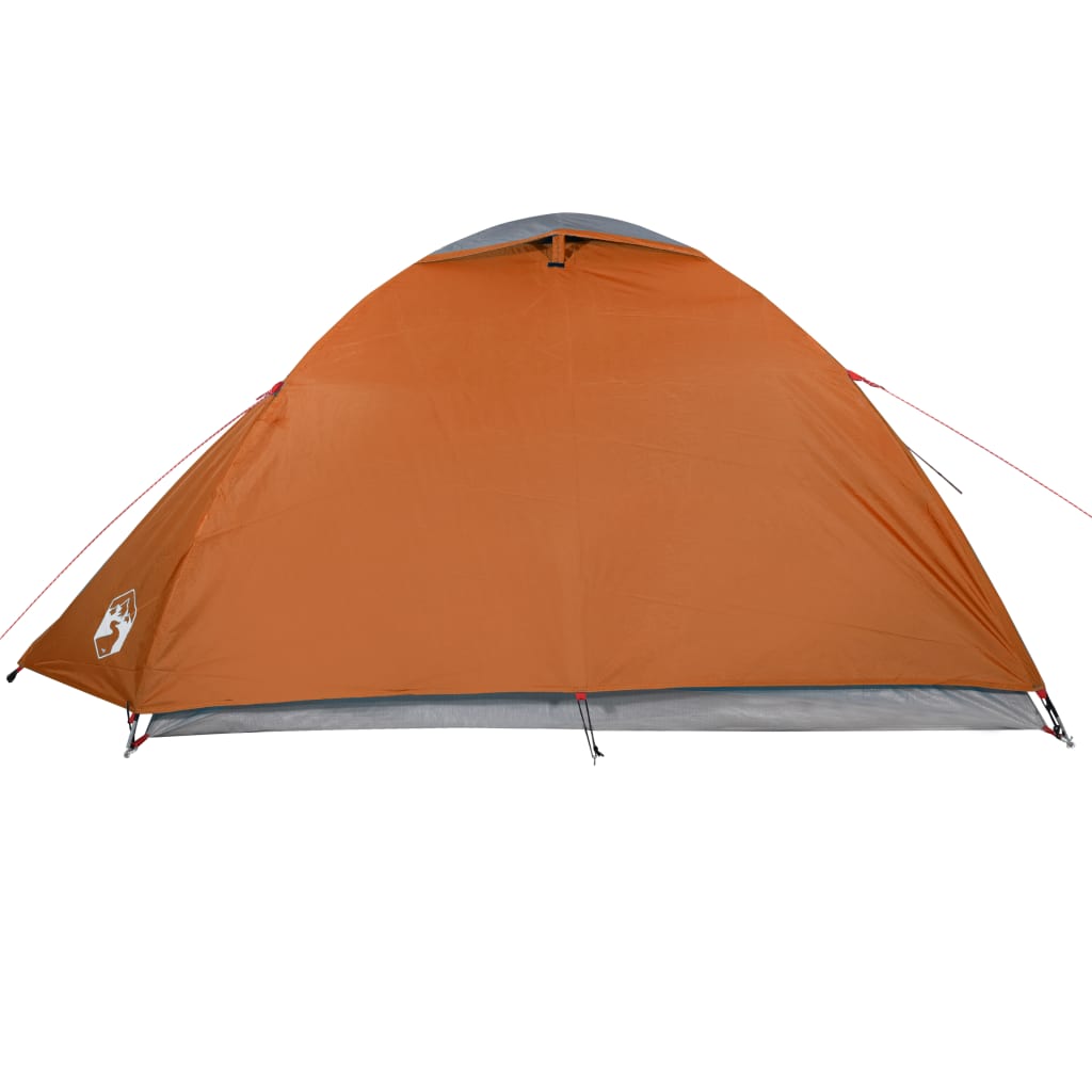 Camping Tent Dome 4-Person Grey and Orange Waterproof