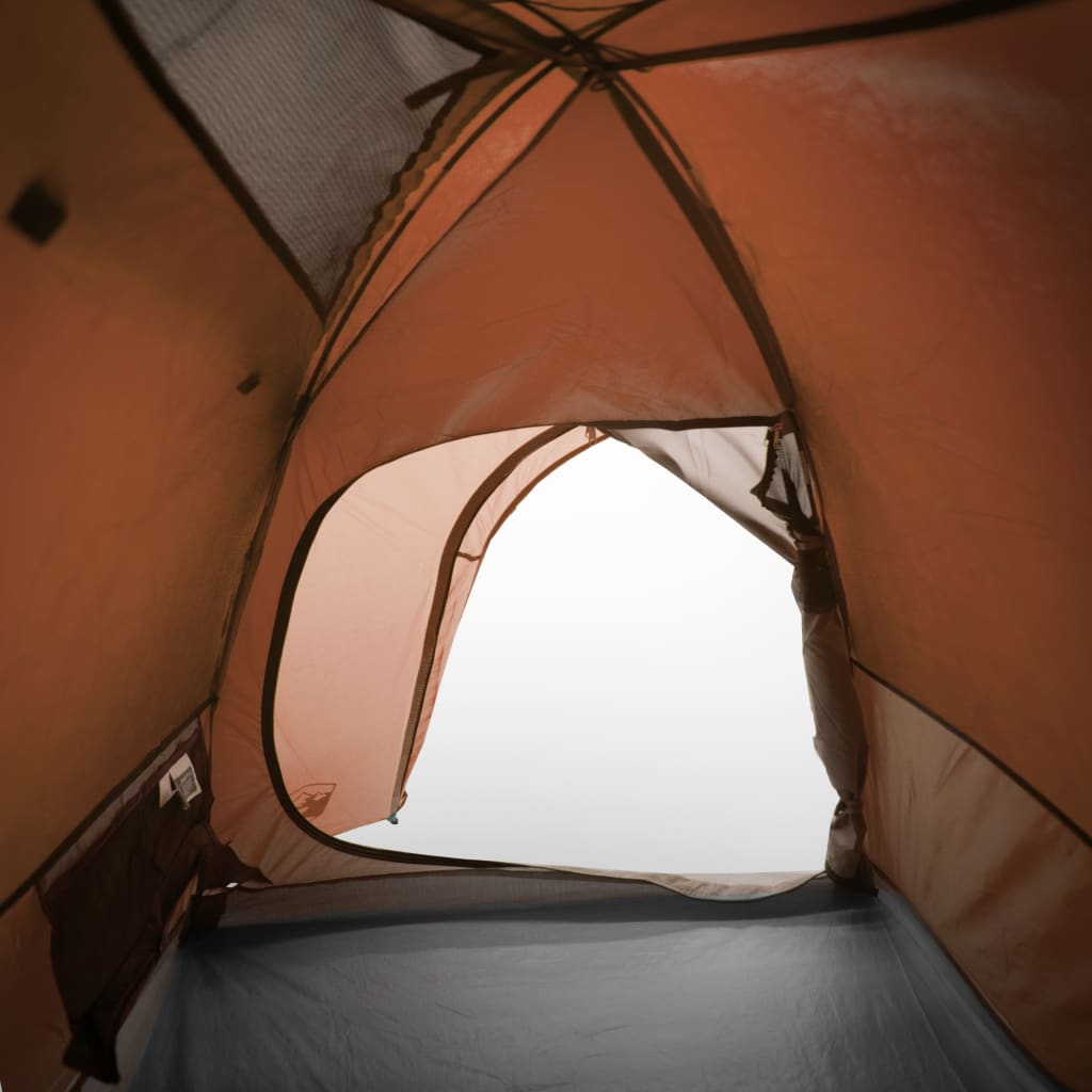 Camping Tent Dome 4-Person Grey and Orange Waterproof