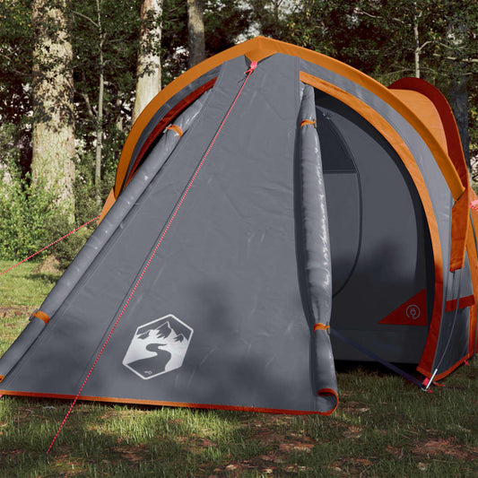 Camping Tent Dome 2-Person Grey and Orange Waterproof