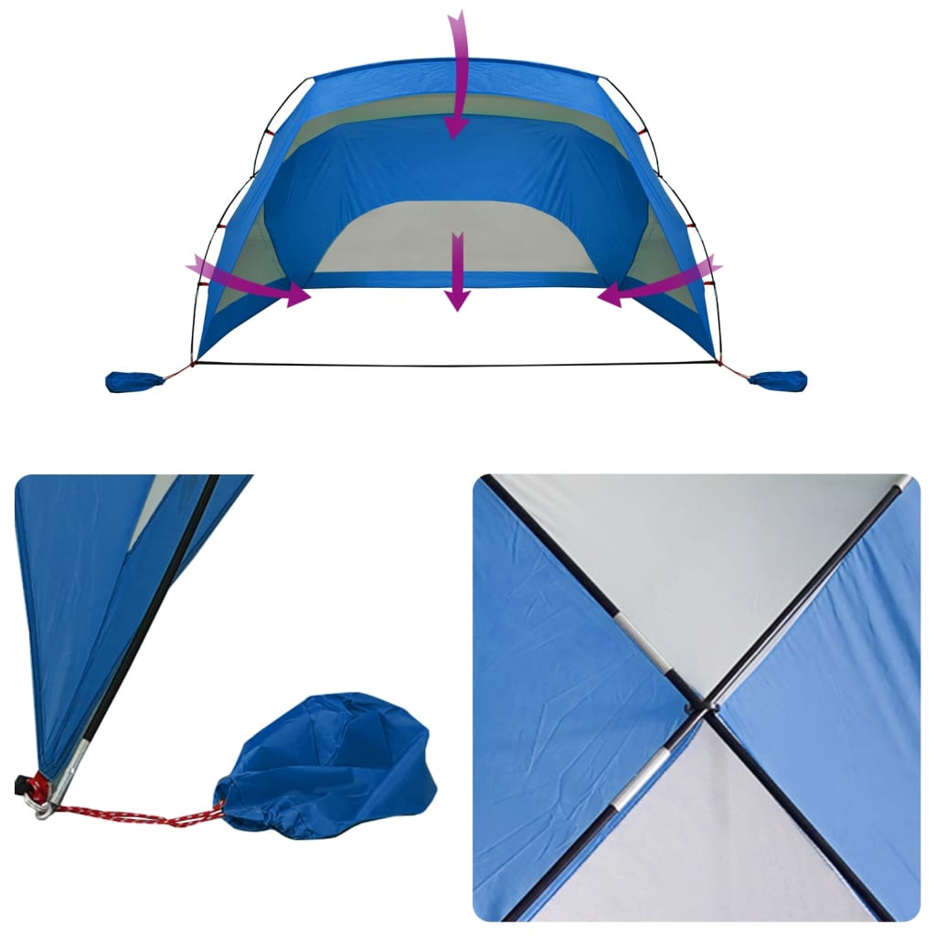 Beach Tent Azure Blue 274x178x170/148 cm 185T Polyester