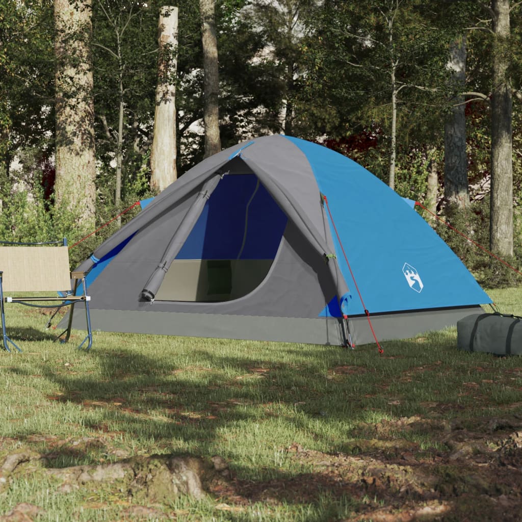 Camping Tent Dome 3-Person Blue Waterproof