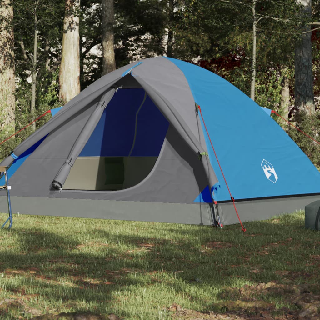 Camping Tent Dome 3-Person Blue Waterproof