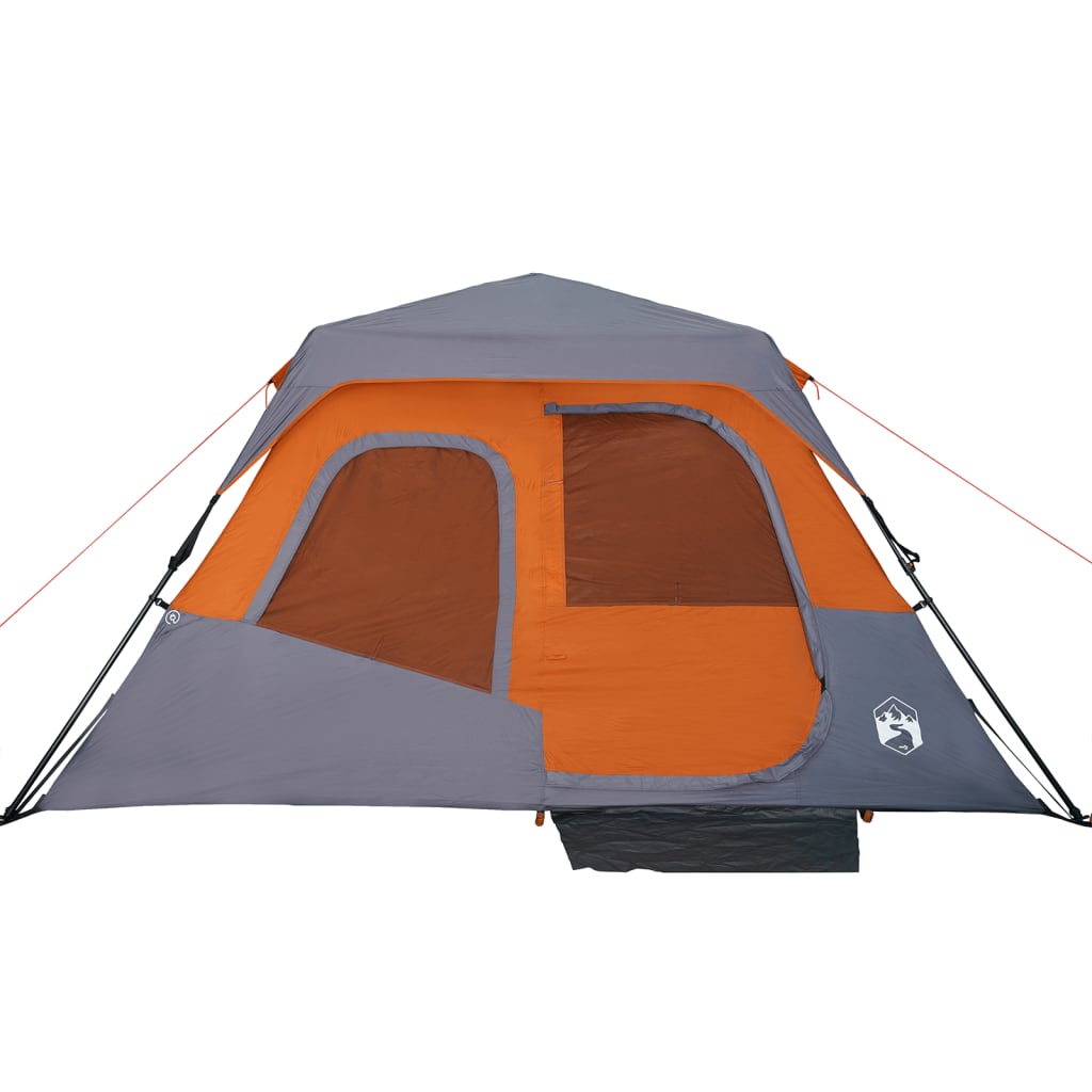 Family Tent 6-Person Grey and Orange Quick Release Waterproof