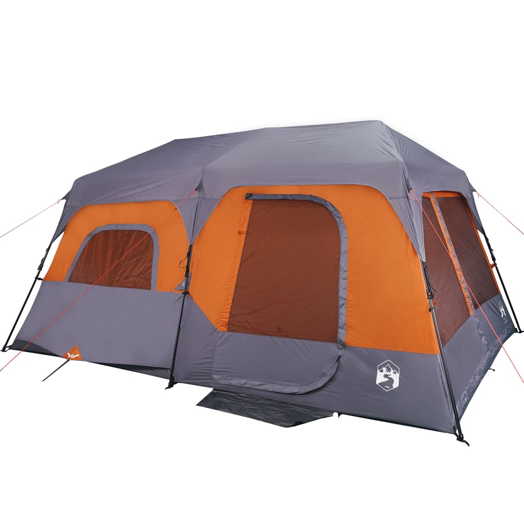 Family Tent 9-Person Grey and Orange Quick Release Waterproof