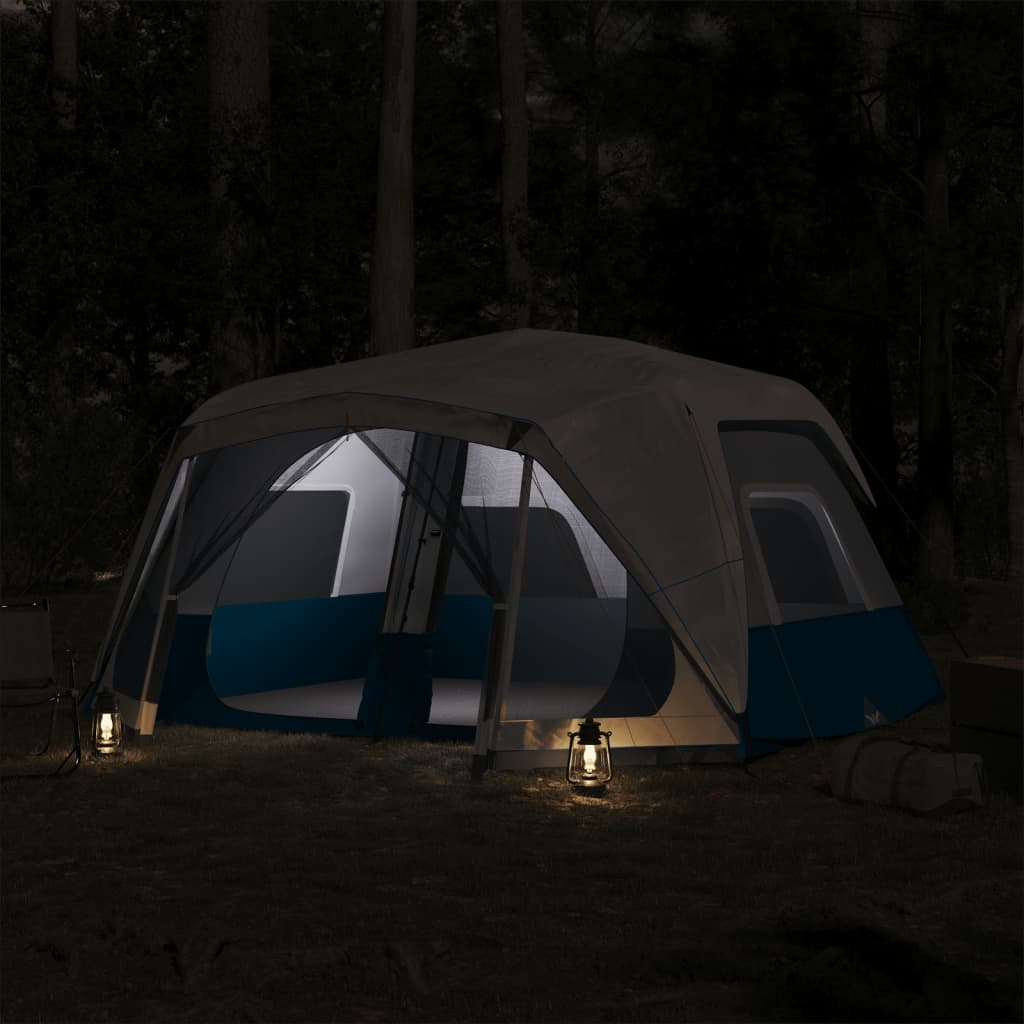 Family Tent with LED 10-Person Light Blue Quick Release