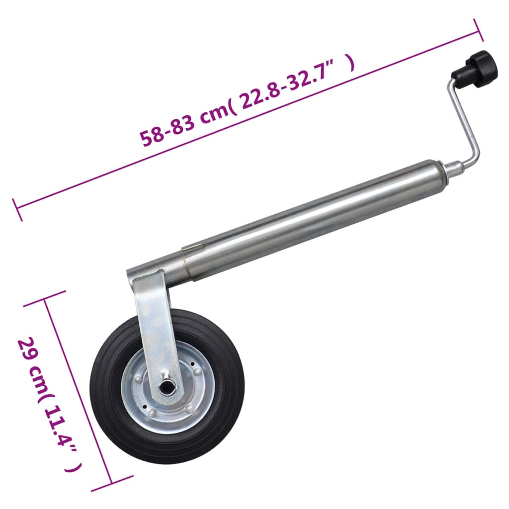 Jockey Wheel 48 mm with 1 Split Clamp and Wheel Chocks