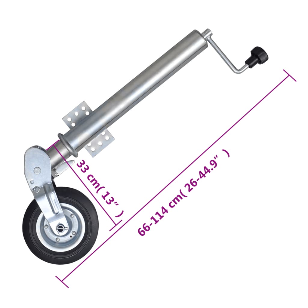 Trailer Jack Wheel 60 mm with 2 Support Tubes and 2 Split Clamps