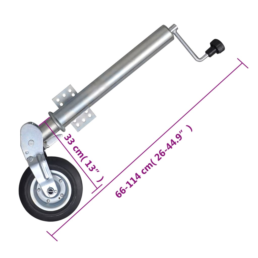 Trailer Jack Wheel 60 mm with 2 Support Tubes and 2 Split Clamps